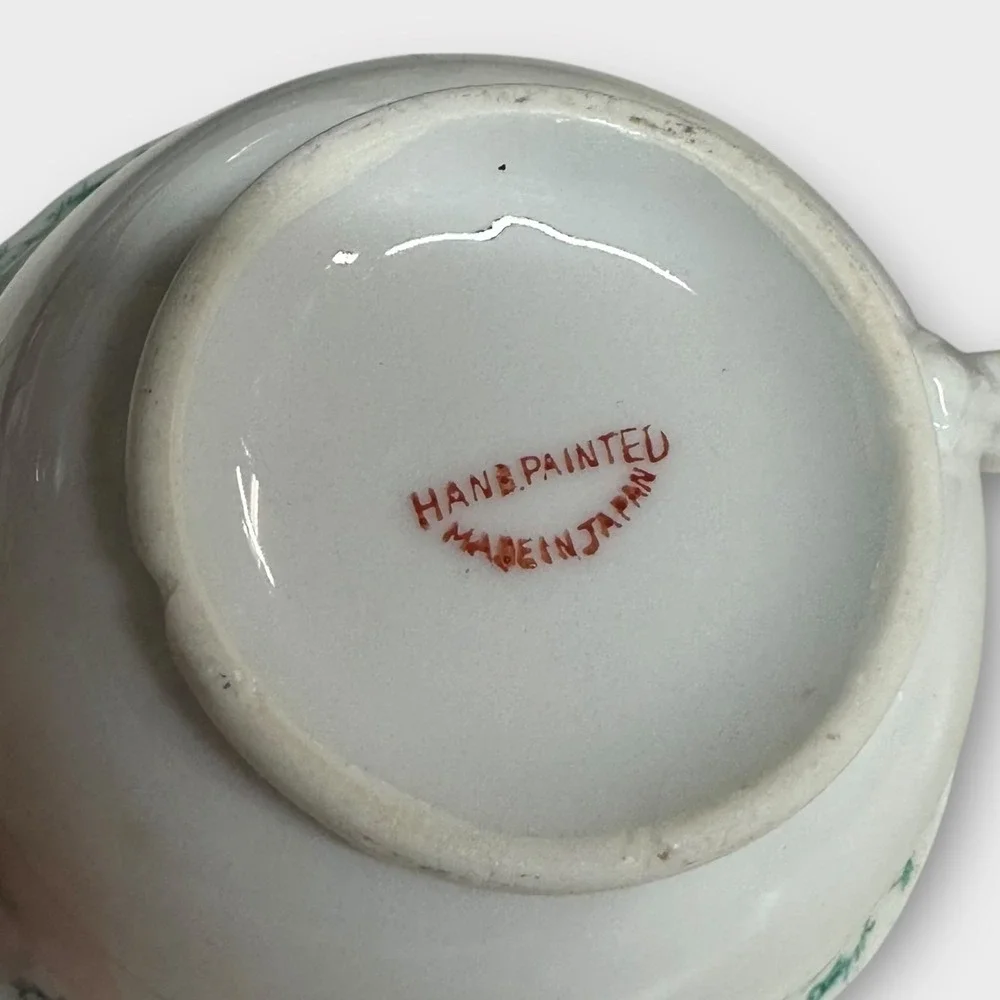 VTG Harco Japan Tea Cup & Saucer SET‎ OF 3 Hand Painted Floral Lattice Porcelain